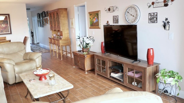 living room with wood-type flooring