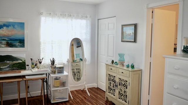 interior space with hardwood / wood-style floors