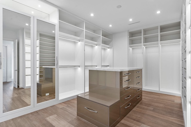 spacious closet featuring light wood-type flooring