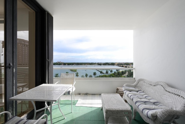 balcony with a water view