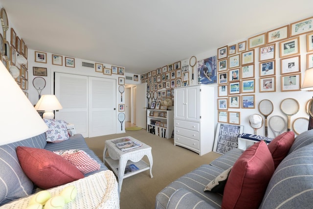 living room with carpet