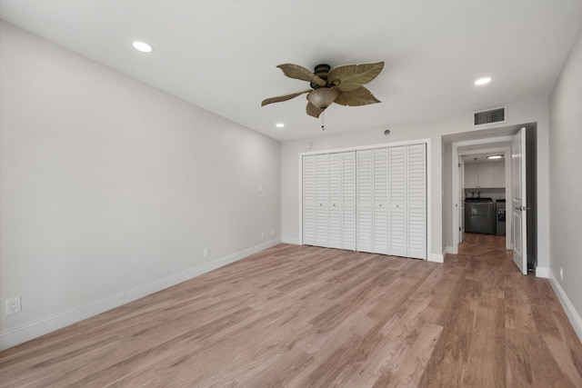 3400 S Ocean Blvd Unit 3Fii, Palm Beach, FL 33480 - unfurnished bedroom featuring light wood finished floors, recessed lighting, and ceiling fan