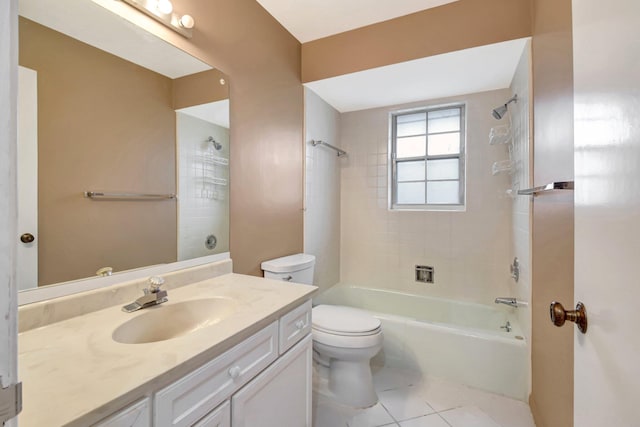 full bathroom featuring vanity, toilet, and tiled shower / bath