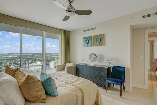 bedroom featuring ceiling fan