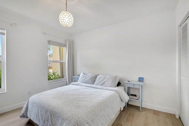 bedroom featuring light hardwood / wood-style flooring