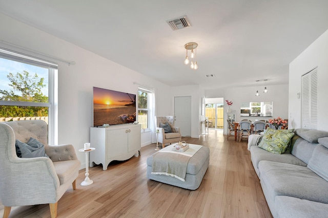 living room featuring light hardwood / wood-style flooring