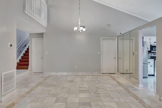 interior space featuring a notable chandelier