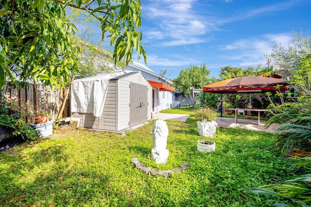 15230 SW 58th St, Miami, FL 33193 - view of yard featuring a gazebo, a patio area, and a storage shed