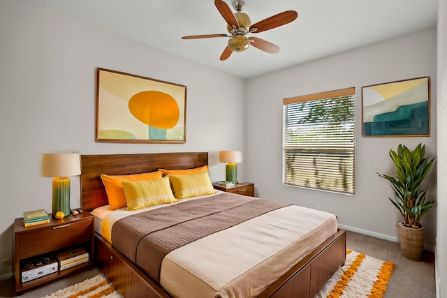 bedroom featuring ceiling fan