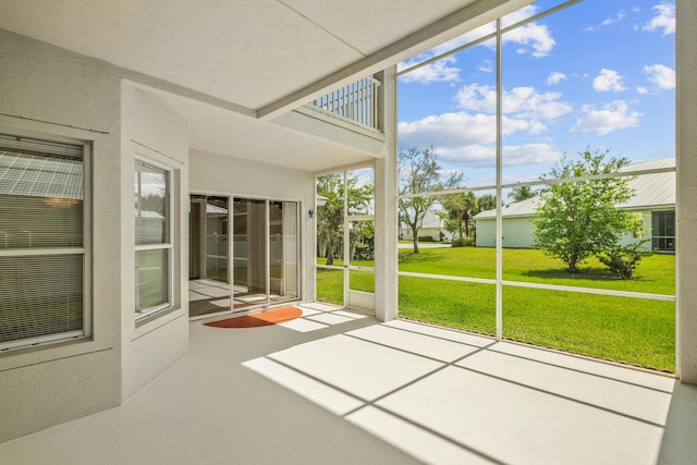 view of unfurnished sunroom