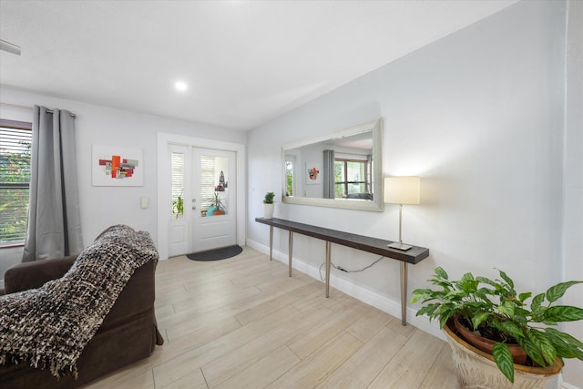 foyer featuring light hardwood / wood-style floors and a wealth of natural light