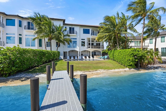 dock area with a water view