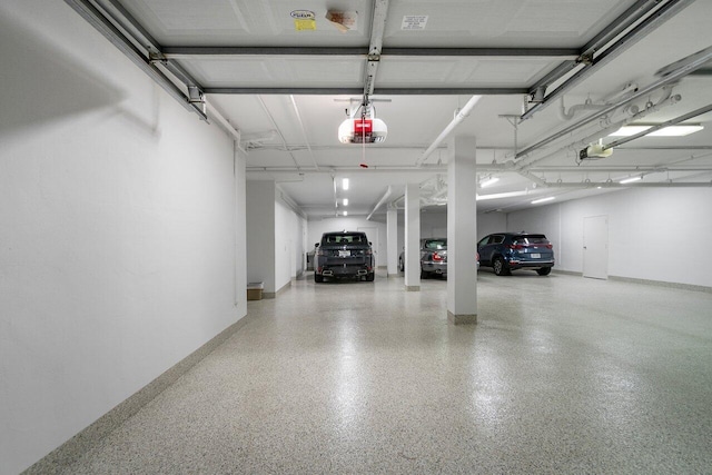 garage with a garage door opener