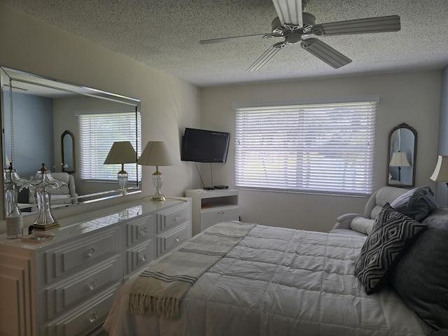 112 Lake Dora Dr, West Palm Beach, FL 33411 - bedroom with a textured ceiling, multiple windows, and a ceiling fan