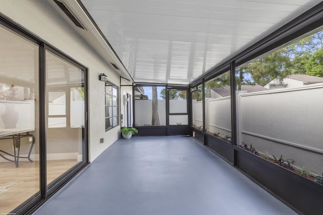 view of unfurnished sunroom