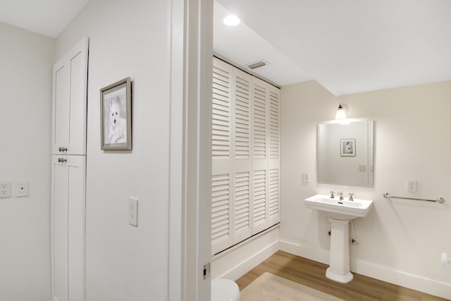 bathroom featuring hardwood / wood-style flooring