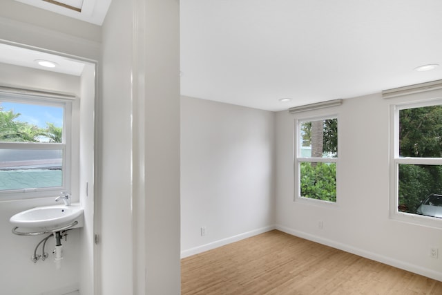 bathroom featuring hardwood / wood-style floors and sink