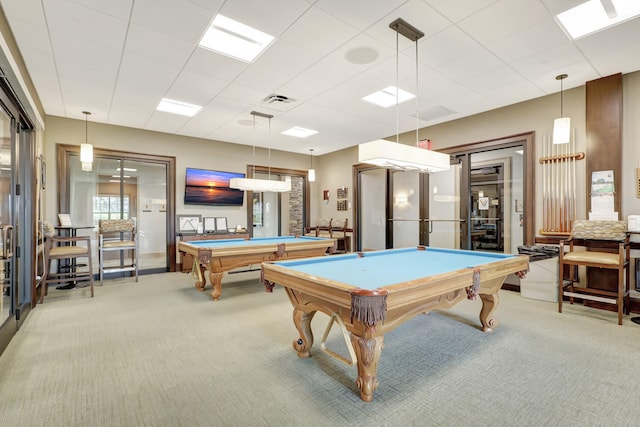 playroom with carpet and pool table