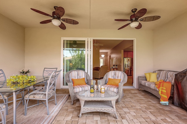 view of patio with ceiling fan