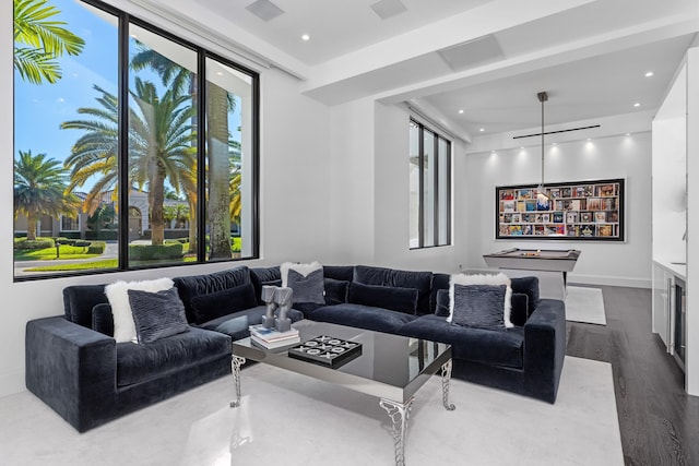 living room with hardwood / wood-style flooring