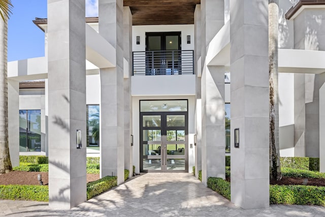 doorway to property featuring french doors