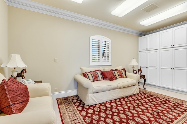 477 S Beach Rd, Jupiter Island, FL 33455 - living area with ornamental molding, baseboards, and light wood finished floors