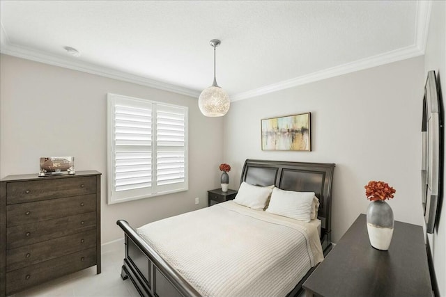 bedroom with ornamental molding