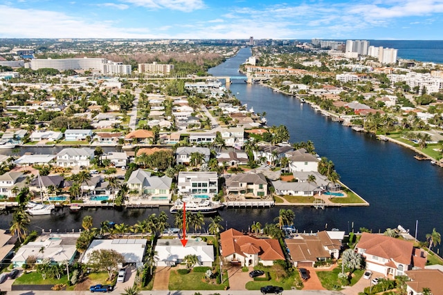 bird's eye view featuring a water view