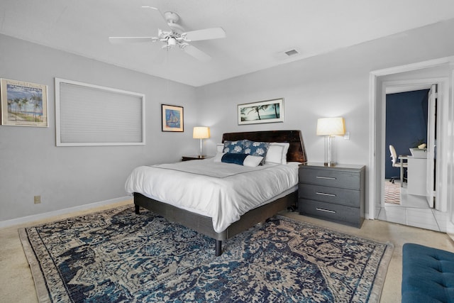 bedroom featuring ceiling fan