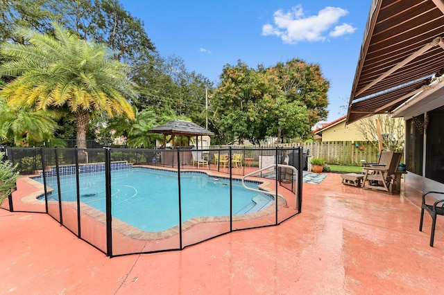 view of pool with a gazebo and a patio