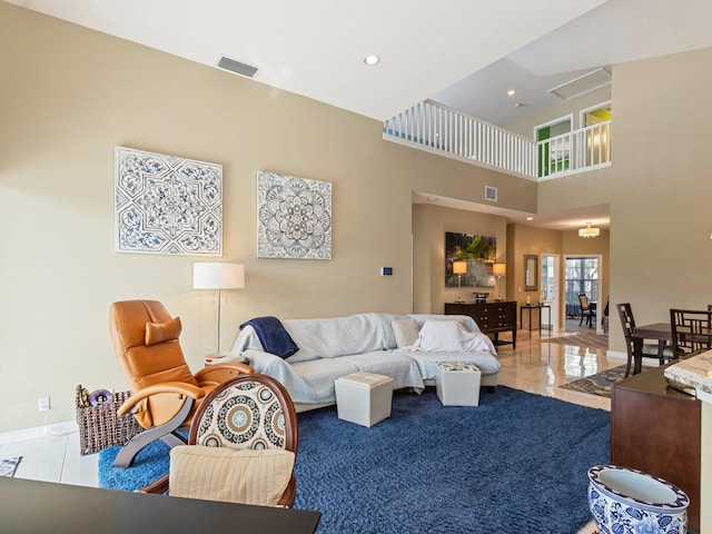 view of tiled living room