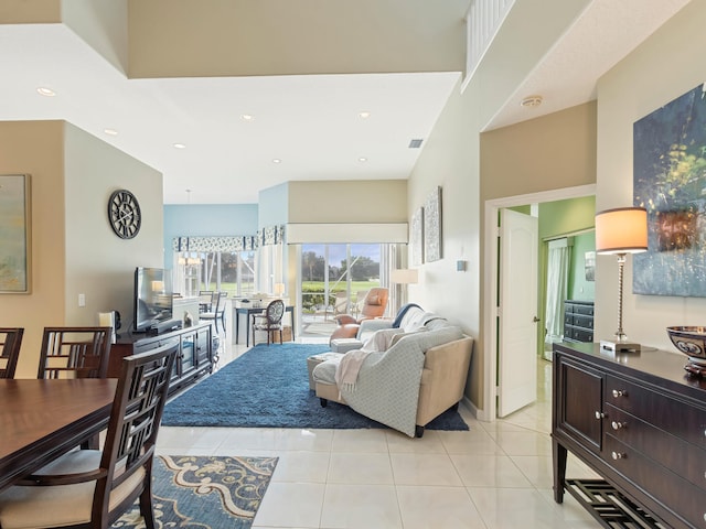 view of tiled living room