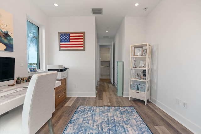 office featuring dark hardwood / wood-style floors