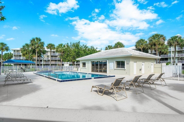 view of pool featuring a patio area