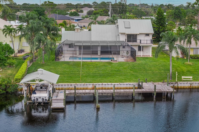 exterior space featuring a water view