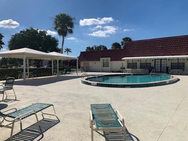 view of pool featuring a patio area