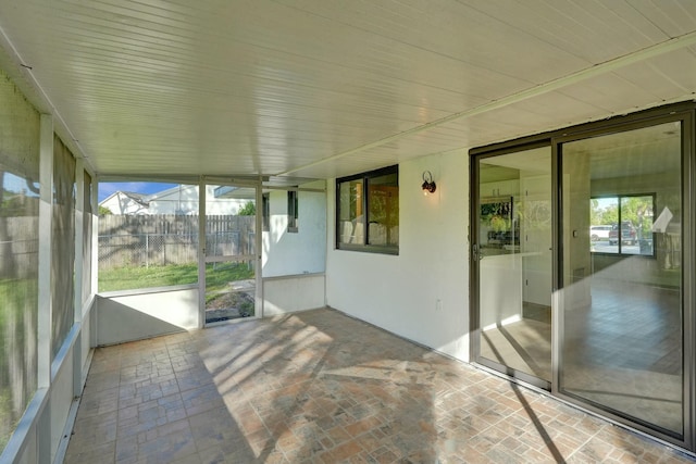 view of unfurnished sunroom