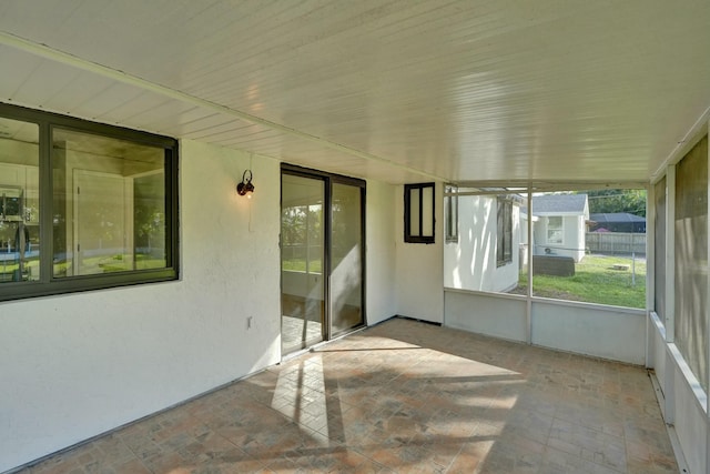 view of unfurnished sunroom