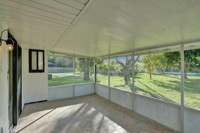 view of unfurnished sunroom