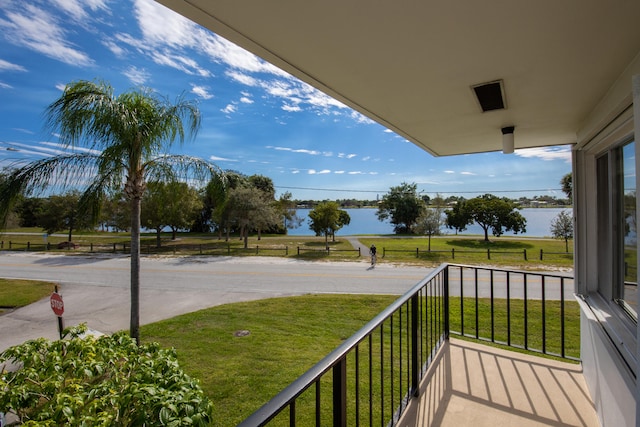 balcony with a water view