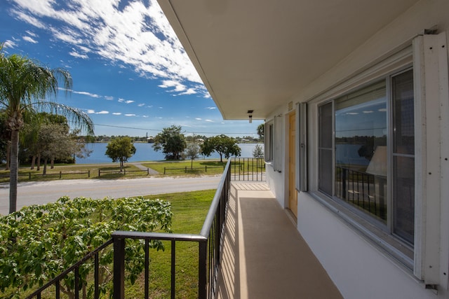 balcony with a water view