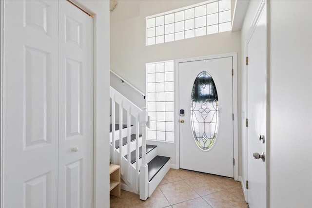 view of tiled foyer entrance