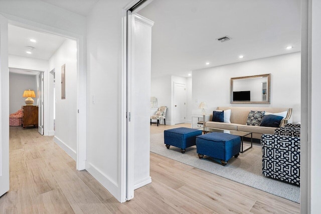 living room featuring light hardwood / wood-style floors