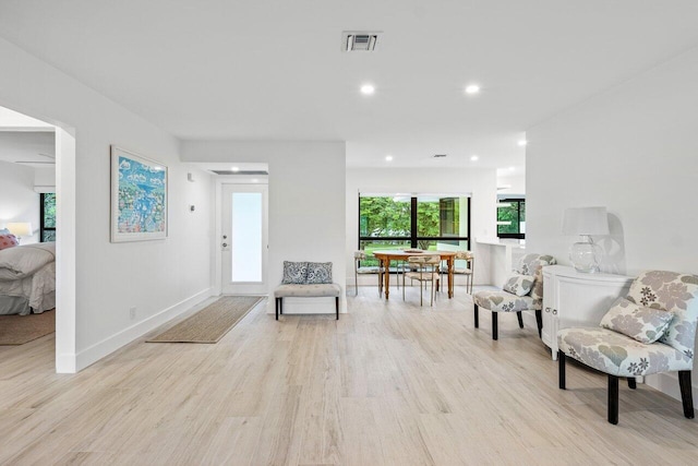 sitting room featuring light wood-type flooring