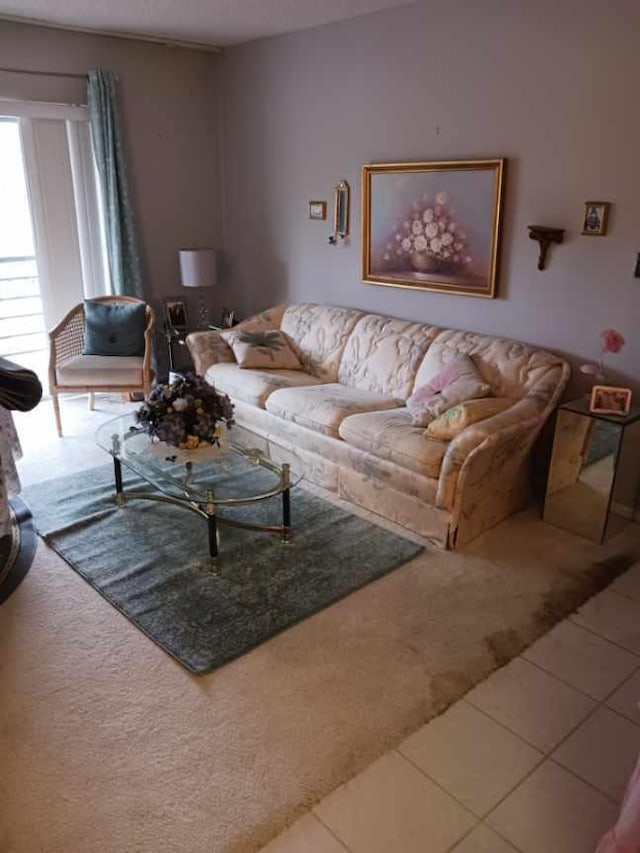 view of tiled living room