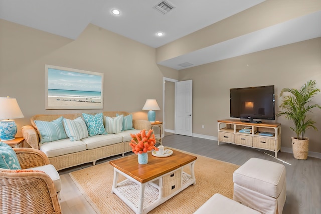 living room with wood-type flooring