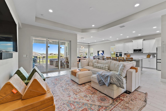 living room featuring light hardwood / wood-style flooring