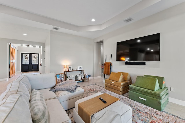 living room with french doors