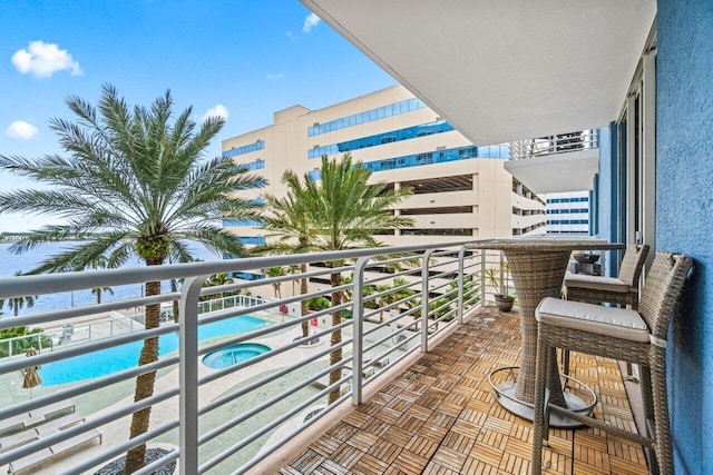 balcony with a water view