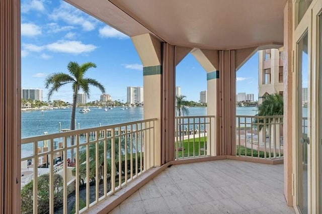 balcony with a water view